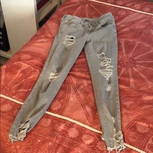 American Eagle Ripped Stretchy Jeans (light gray)